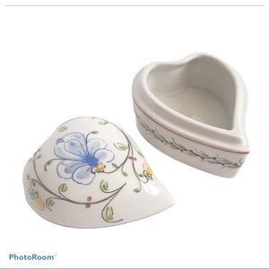 Hand Painted Porcelain Heart Jewelry Box